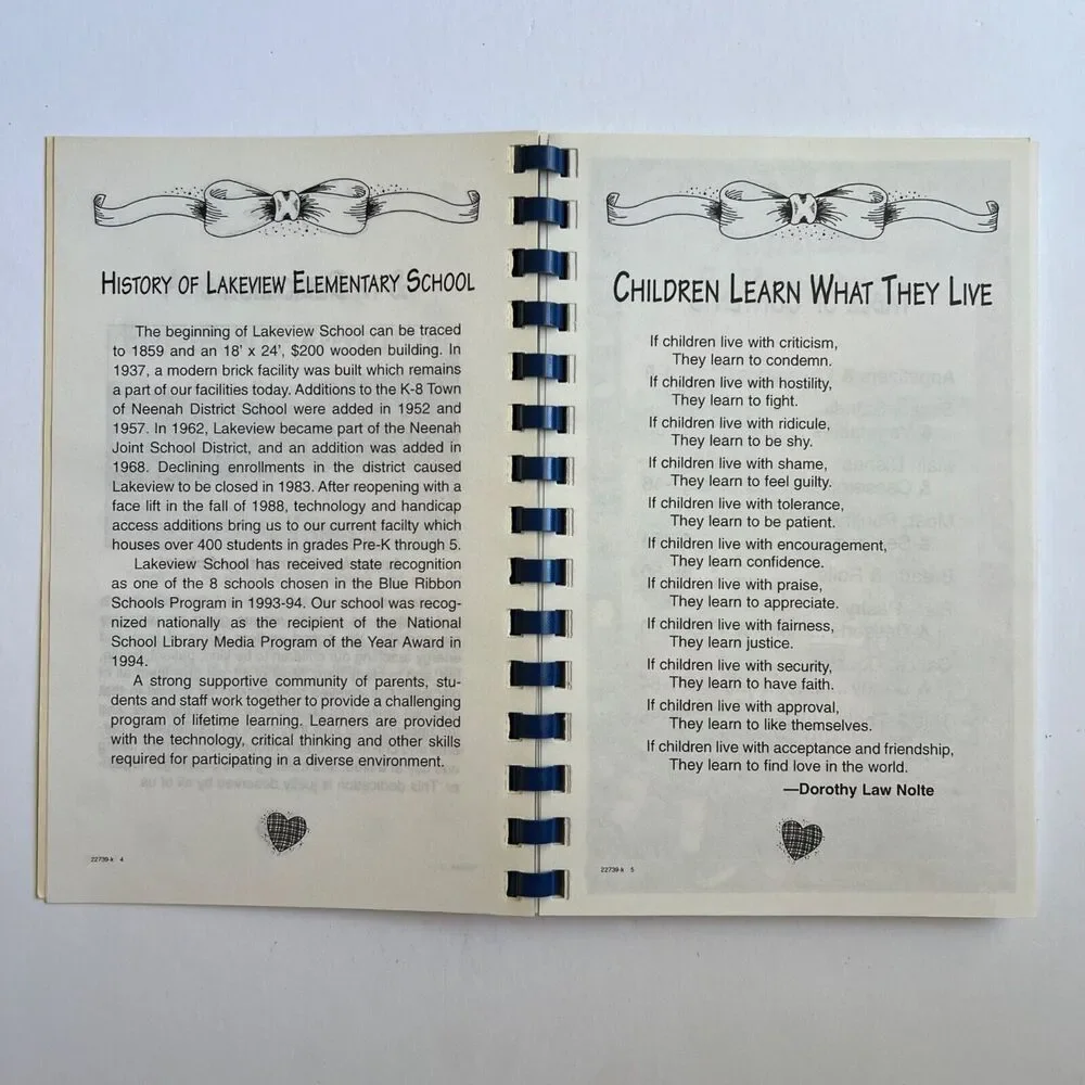Vintage 1998 Cookbook Making the Grade Recipes from Lakeview Elementary School